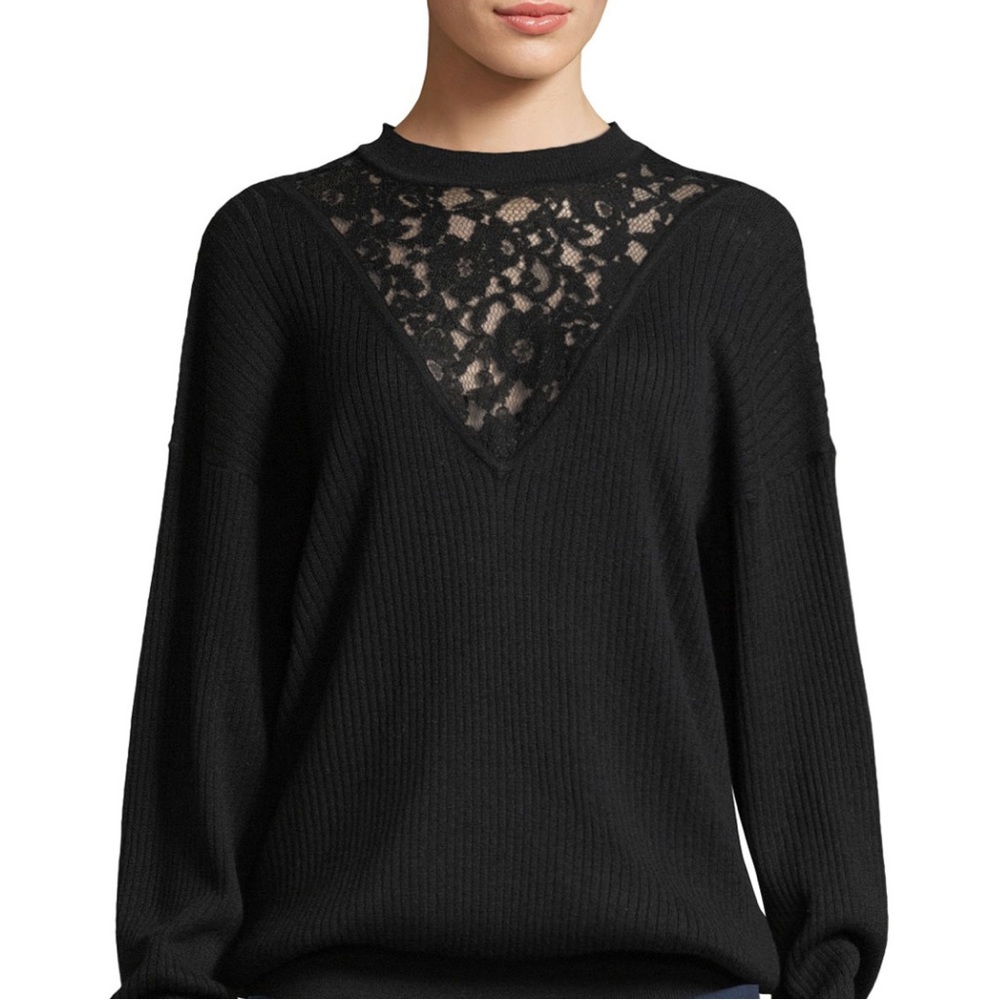 A.L.C Long sleeve lace insert pullover sweater size large